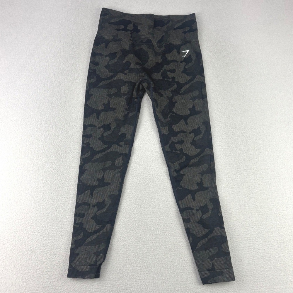 Gymshark Adapt Camo Seamless Leggings Women XS Black Camouflage High Rise Yoga